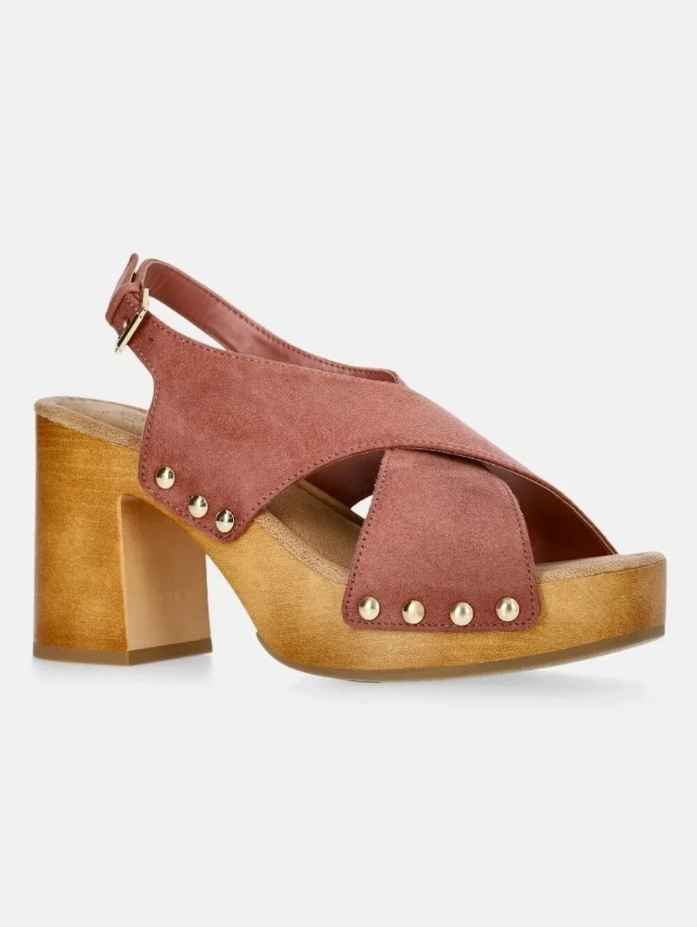 Women’s Pink Suede Crisscross Platform Sandals.  T17